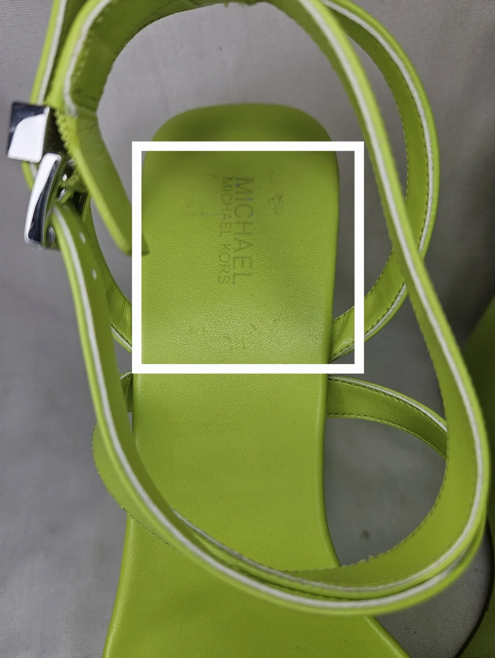 Michael Michael Kors Paola Platform Dress Sandal Bright Limeade Leather Strappy - Picture 8 of 12